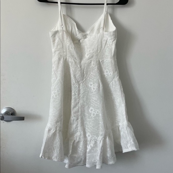 SOLD Selfie Leslie Keeping Secrets Ruched Front Flounce Hem Embroidered Dress - Picture 4 of 5